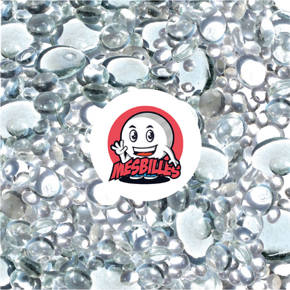 MisCanicas - 250 gr Canicas Planas, mezcla color cristal, 30 mm, 18 mm, 12 mm, translúcidas