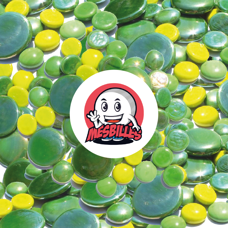 Mascota MisCanicas - Conjunto de canicas Planas verdes opacas y brillantes, de 12 mm a 30 mm