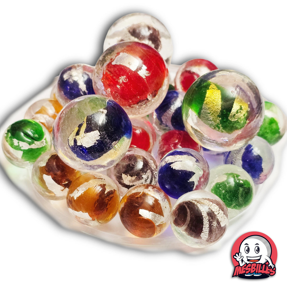 Ensemble de Billes lumineuses et spirales serpentines : des billes KimPlay Collector au style rétro, parfaite pour le jeu comme pour la collection.