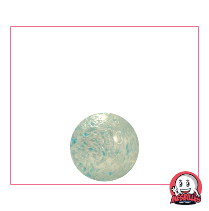 Canica Pepita 14 mm de vidrio translúcido recubierto de fragmentos azules - MisCanicas