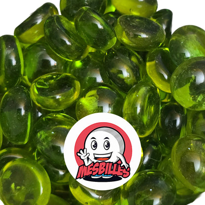Petit Galet en verre Translucide de Couleur Vert-Jaune, Collection Bille Loupe. Pour Les Amoureux des Couleurs.