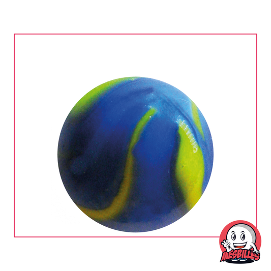 Canica Van Gogh 35 mm de vidrio opaco amarillo con rayas azules - MisCanicas