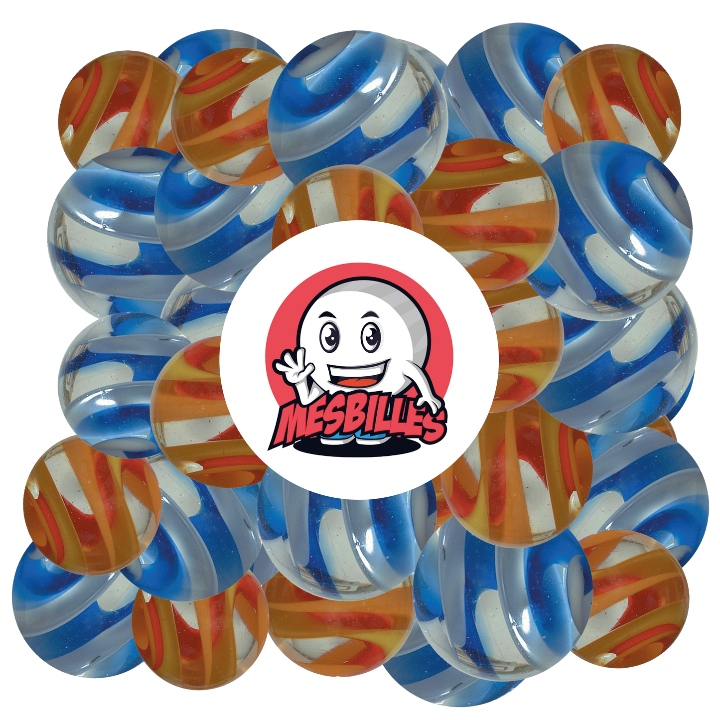 1 Canica Arte Espiral Roja y Blanca 22 mm