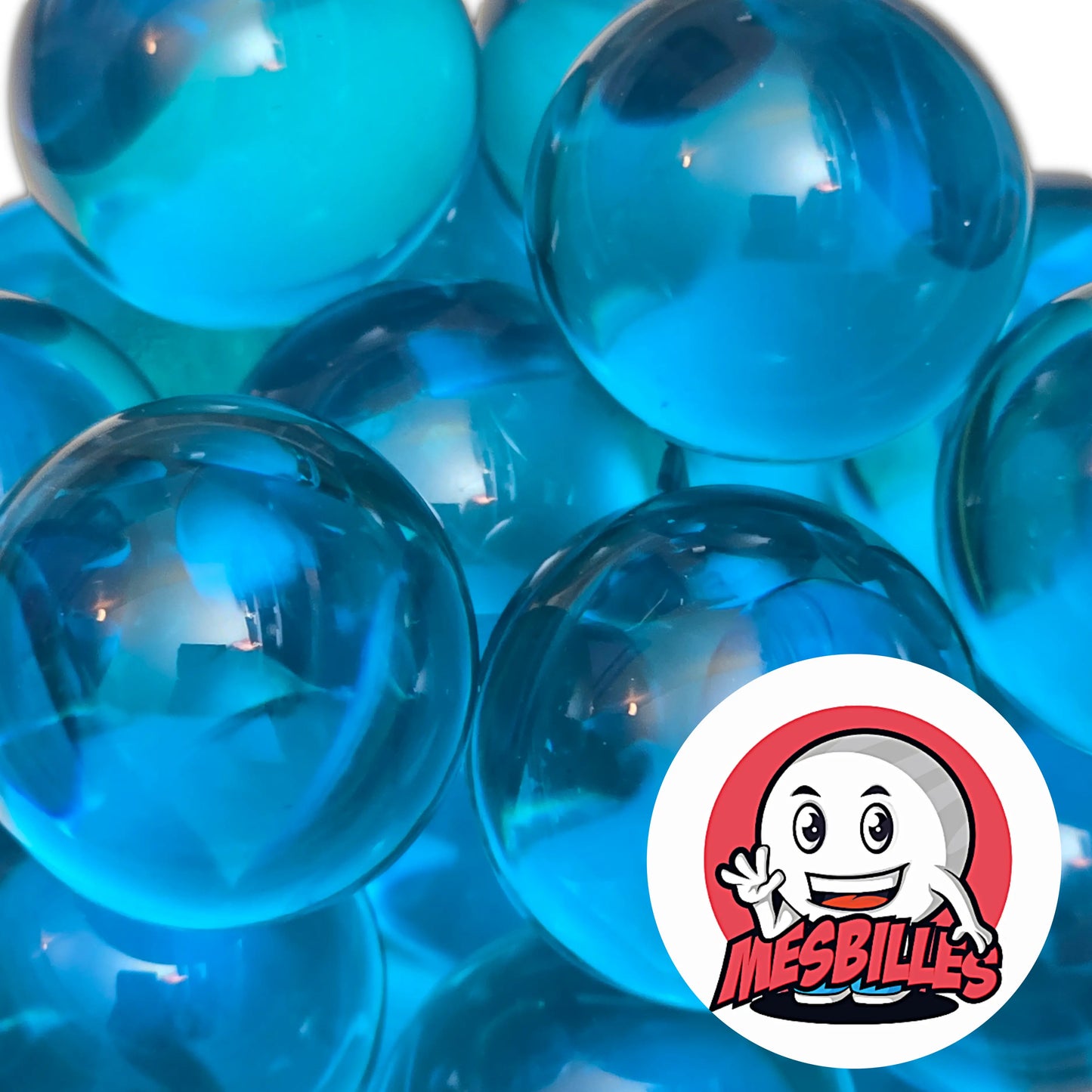 Billes Loupe Bleu, billes en verre de bohème de 2,50 cm
Cette Bille Bleu est le genre de billes qui donnent envie de partir en vacances à la plage.