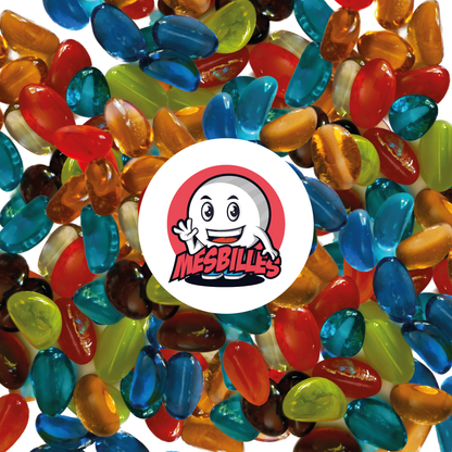 De cristal translúcido y con unas dimensiones de 25 x 15 mm, nuestras canicas Gousse de color ámbar aportan un toque de elegancia y sofisticación.