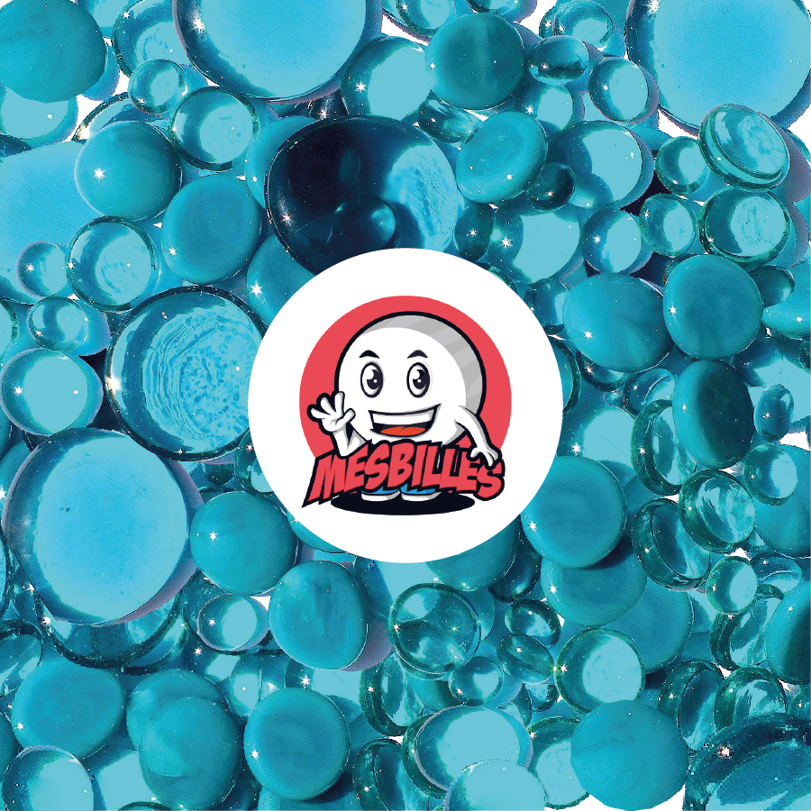 MisCanicas 250 g Canicas Planas, mezcla azul pato, 30 mm, 18 mm, 12 mm, transparentes y opacas