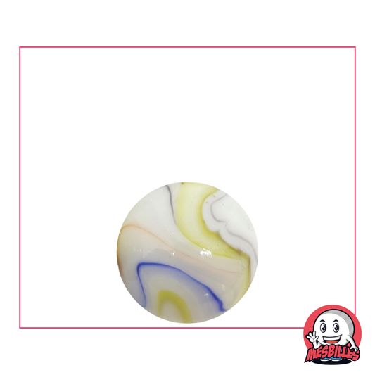 1 Canica Multicolor de 16 mm, canica de vidrio blanco opaco recubierto de rayas multicolores