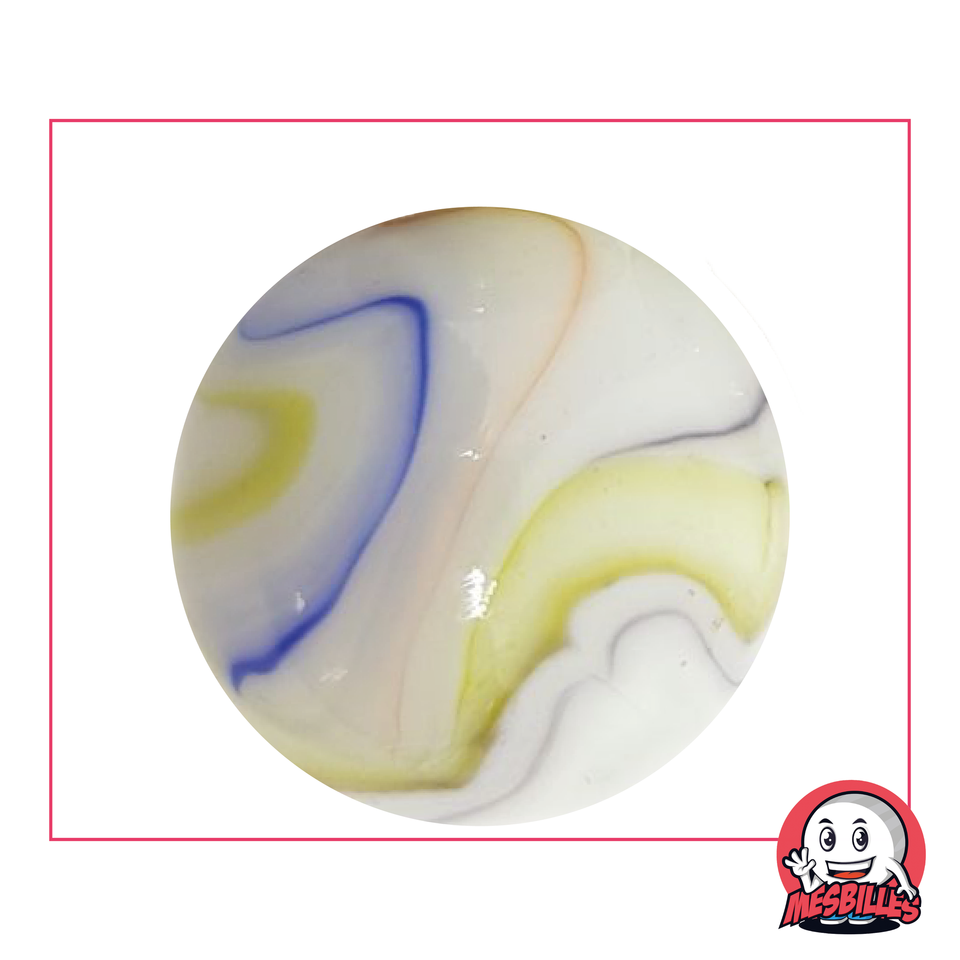 Canica Multi-chiffonnade de 42 mm Multicolor, canica de porcelana recubierta de rayas multicolores