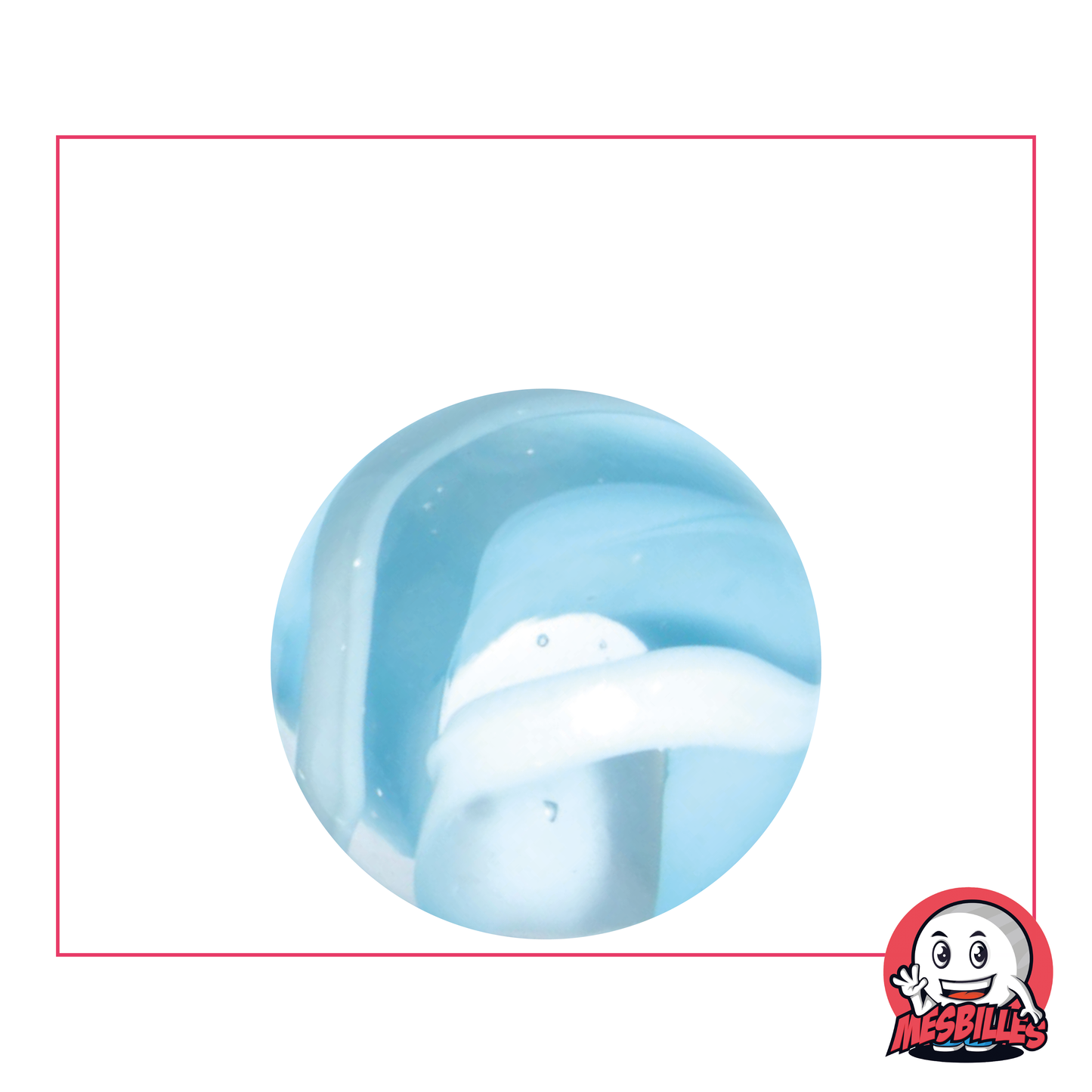 Canica Nieve de 25 mm, canica translúcida con trazos azul claro para una colección invernal única