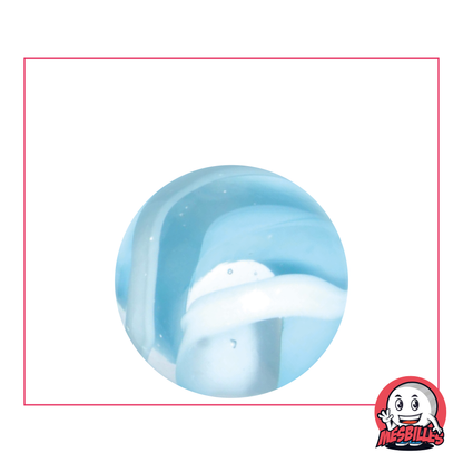 Canica Nieve de 25 mm, canica translúcida con trazos azul claro para una colección invernal única