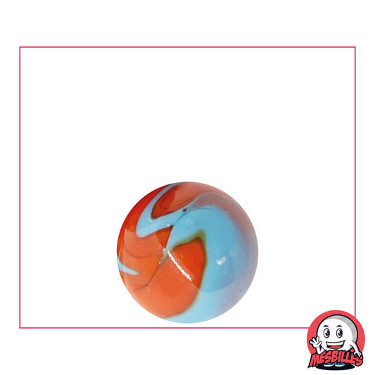 Canica 16 mm naranja y turquesa opaca - MisCanicas