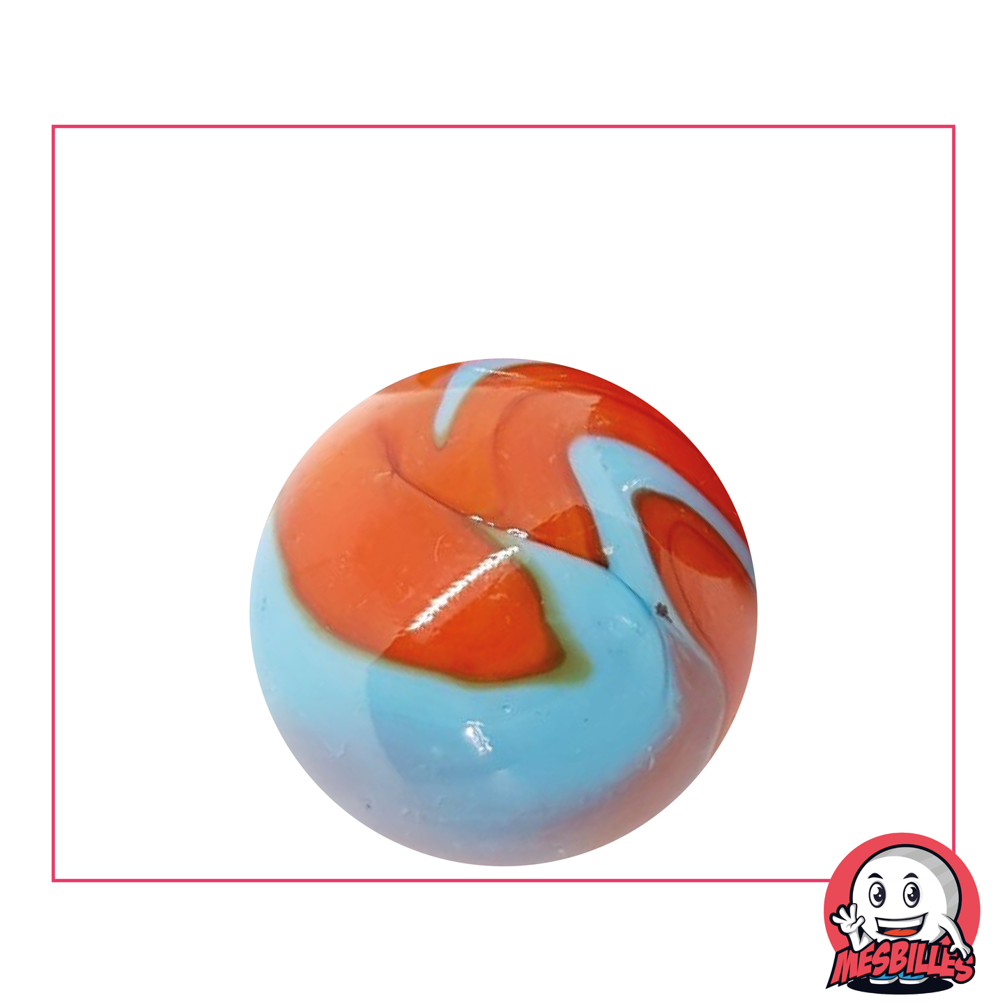 Canica de 25 mm naranja y turquesa opaca - MisCanicas