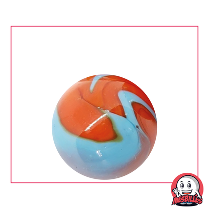 Canica de 25 mm naranja y turquesa opaca - MisCanicas