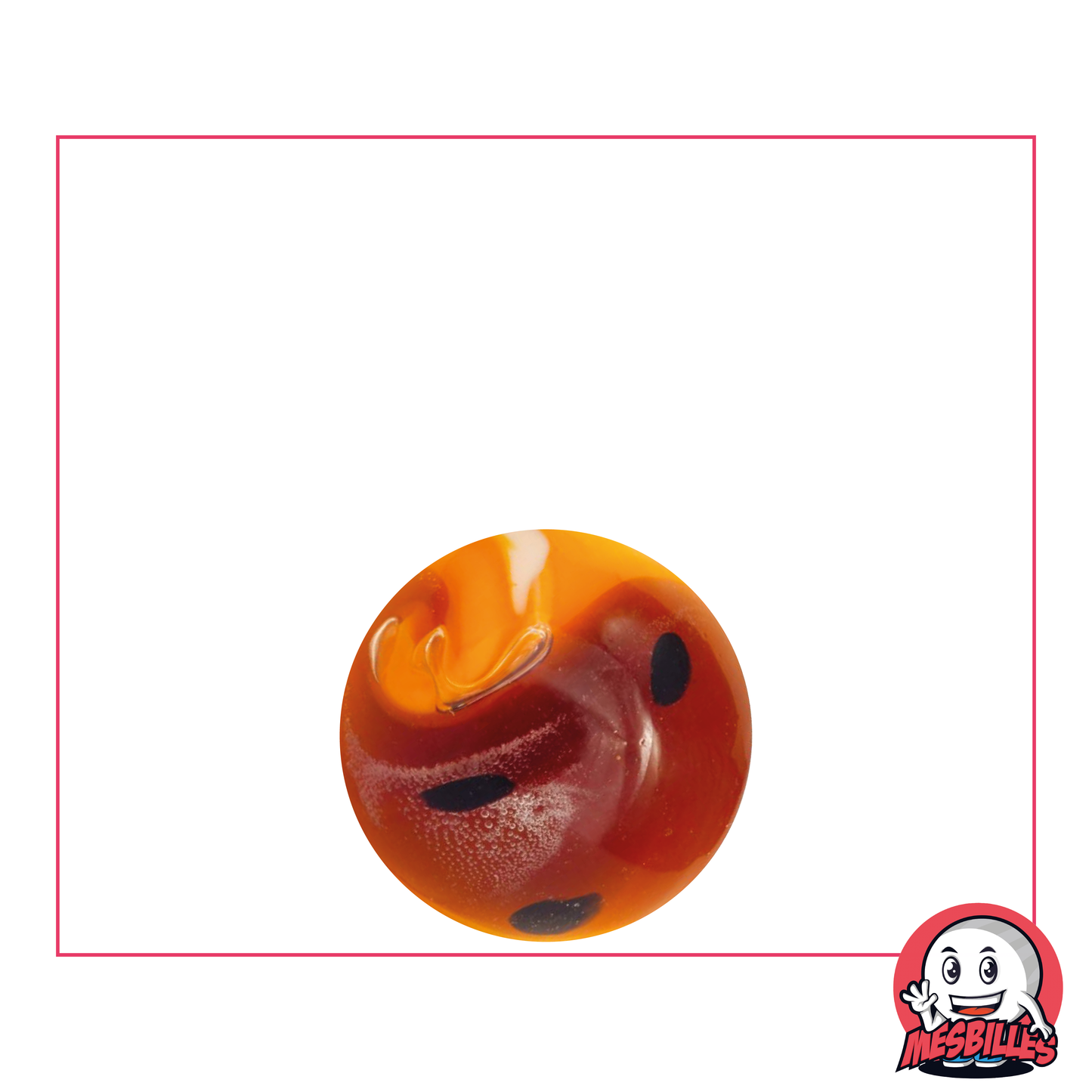 Canica de vidrio, mezcla de opacidad y transparencia: Canica artística Yin-Yang con matices naranjas