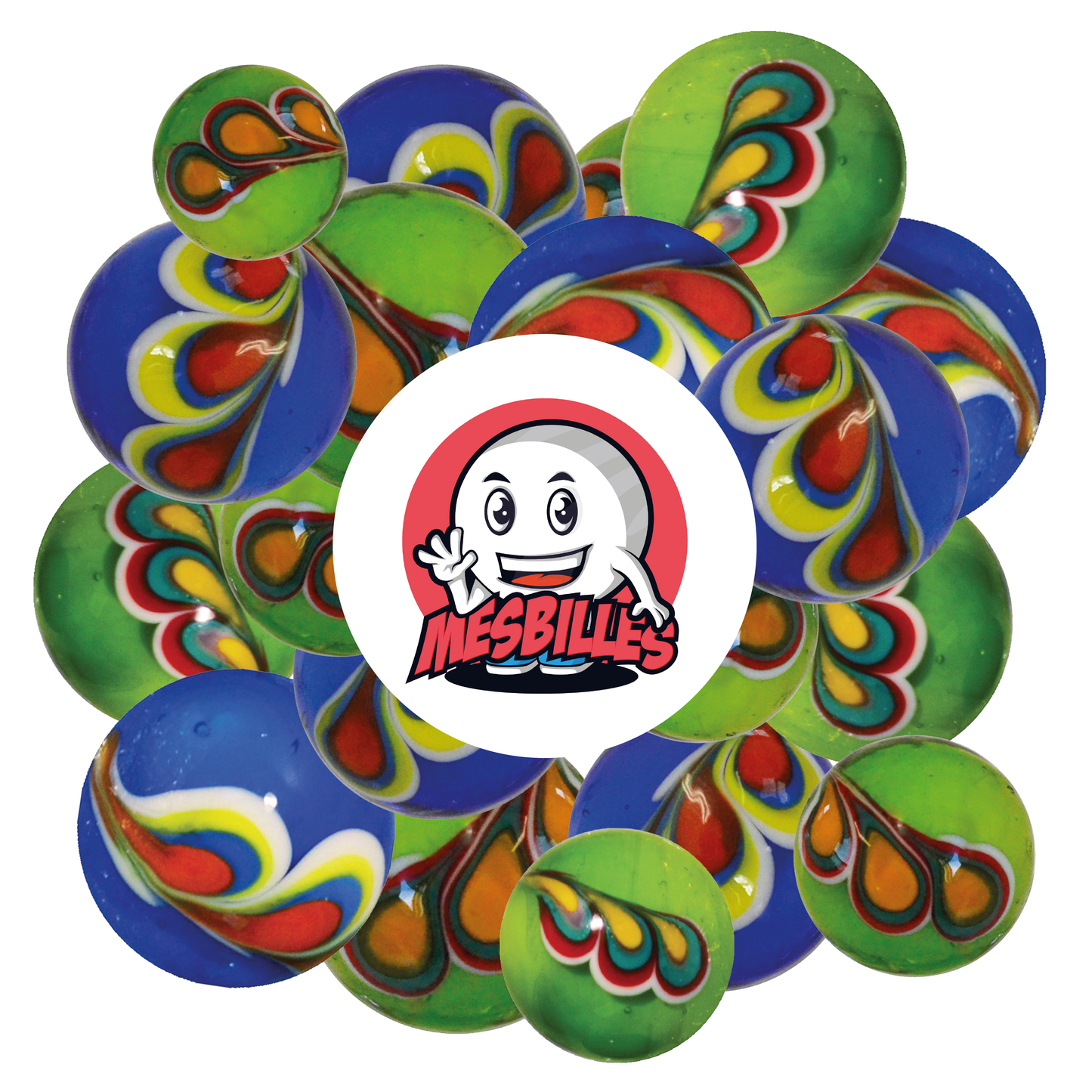 1 Canica Art Pavo Real Azul 16 mm