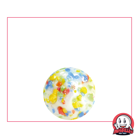 Canica 16 mm blanca opaca recubierta de destellos multicolores - MisCanicas