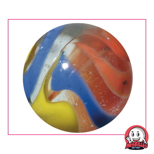 Canica Perroquet de cristal con cintas de colores, canica grande de 50 mm