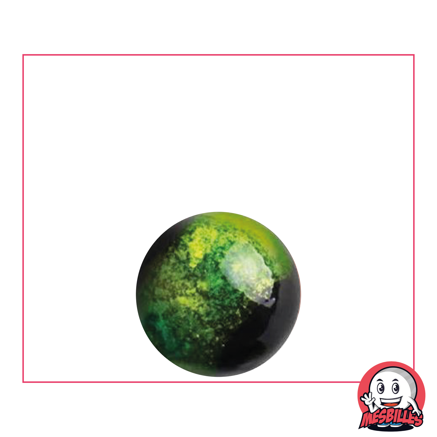 Canica Art Machu Picchu Verde 16 mm, canica especial hecha a mano, negra con cinta metalizada verde