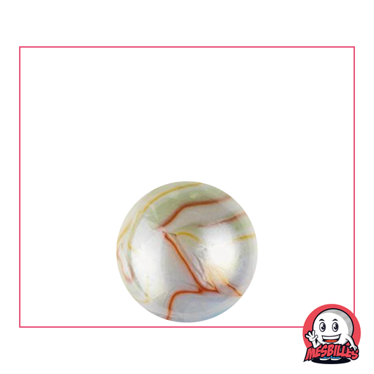 Canica Preciosa de 16 mm, canica de vidrio blanco opaco recubierta de brillantes ondas multicolores