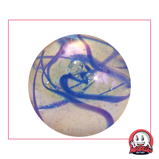 Canica Cinta Azul de 42 mm de cristal con rayas azules intensas, canica muy grande