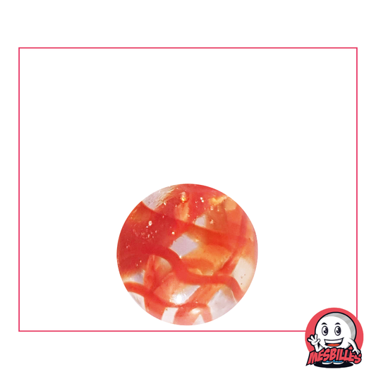 Canica ROJA de 16 mm, canica de cristal translúcido atravesada por rayas de colores - MisCanicas
