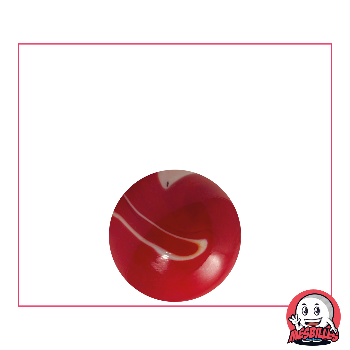 Canica roja opaca con trazas de blanco, canica de vidrio opaco, 16 mm - MisCanicas