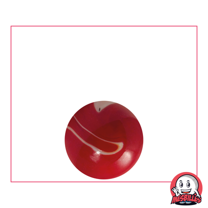 Canica roja opaca con trazas de blanco, canica de vidrio opaco, 16 mm - MisCanicas