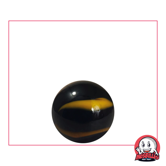 Canica subterránea de 16 mm, canica de vidrio opaco de color negro con trazas amarillas en la superficie