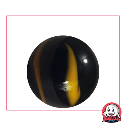 Canica subterránea negra de 35 mm decorada en amarillo, una canica misteriosa y luminosa para juegos de canicas.