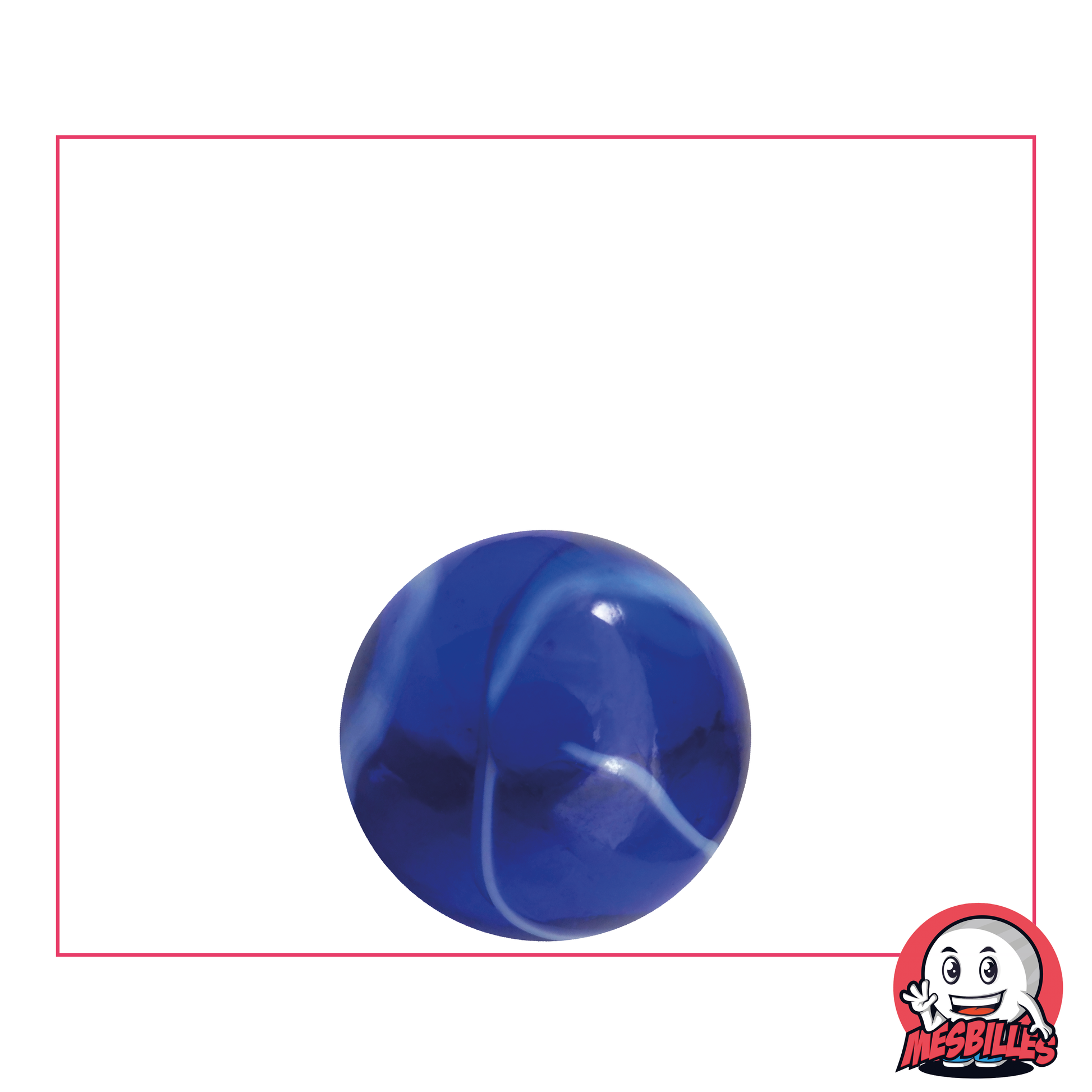 Canica Spot 16 mm - Vidrio translúcido azul con rayas blancas - MisCanicas
