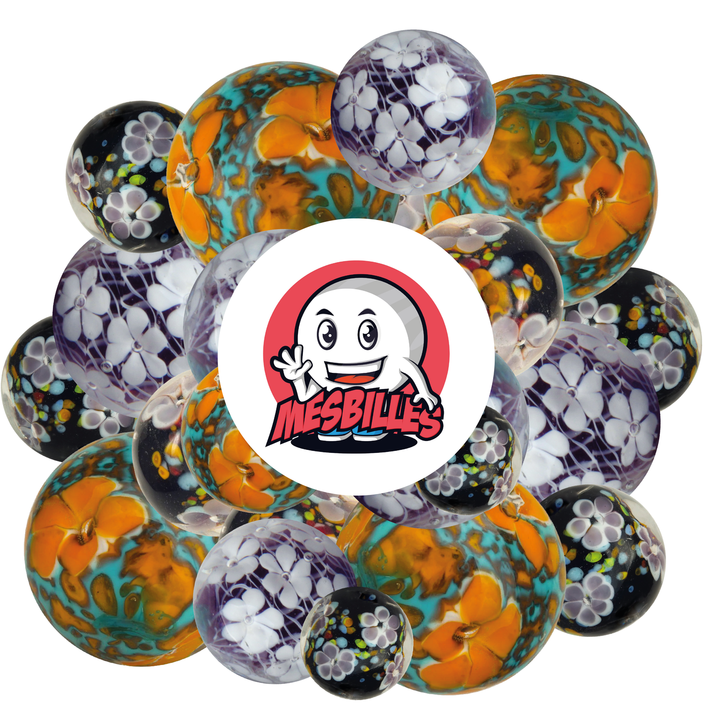 1 Canica Arte Tapiz Floral Violeta 22 mm