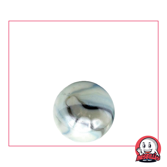 1 Canica Tigre Blanca de 16 mm, canica de vidrio opaco ultrabrillante, con rayas azules y marrones