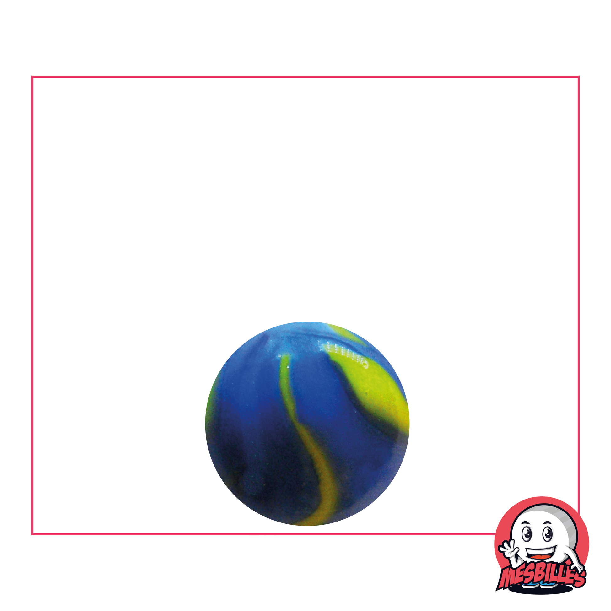 Canica Van Gogh 14 mm de vidrio opaco amarillo con rayas azules