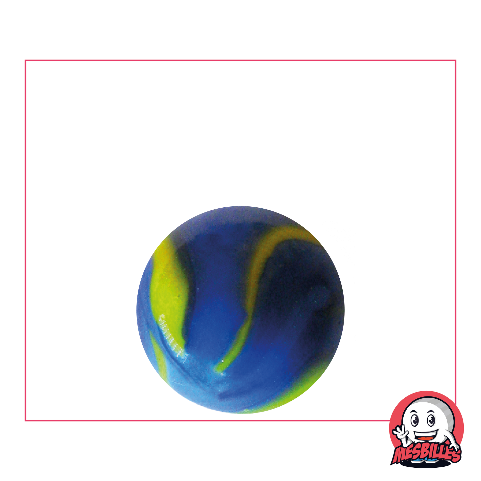 Canica Van Gogh Canica redonda, aspecto porcelana azul con toques amarillos, para una obra de arte única