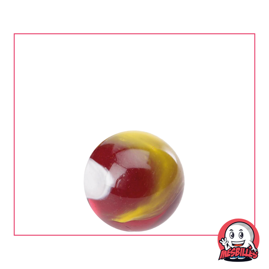 Canica Payaso de 16 mm, canica redonda de cristal translúcido rojo con superficie blanca y amarilla