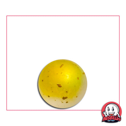 Bille Fée Jaune 16 mm translucide jaune avec reflets lumineux et éclats dorés