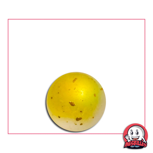 Bille Fée Jaune 16 mm translucide jaune avec reflets lumineux et éclats dorés
