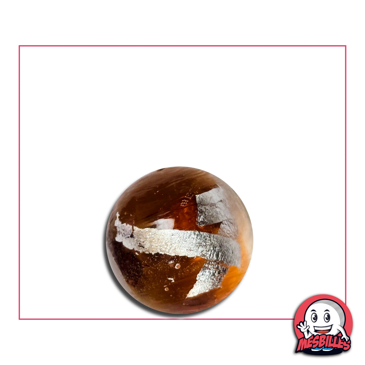 Bille Ambre lumineux et spirales serpentines : une bille KimPlay Collector au style rétro, parfaite pour le jeu comme pour la collection.
