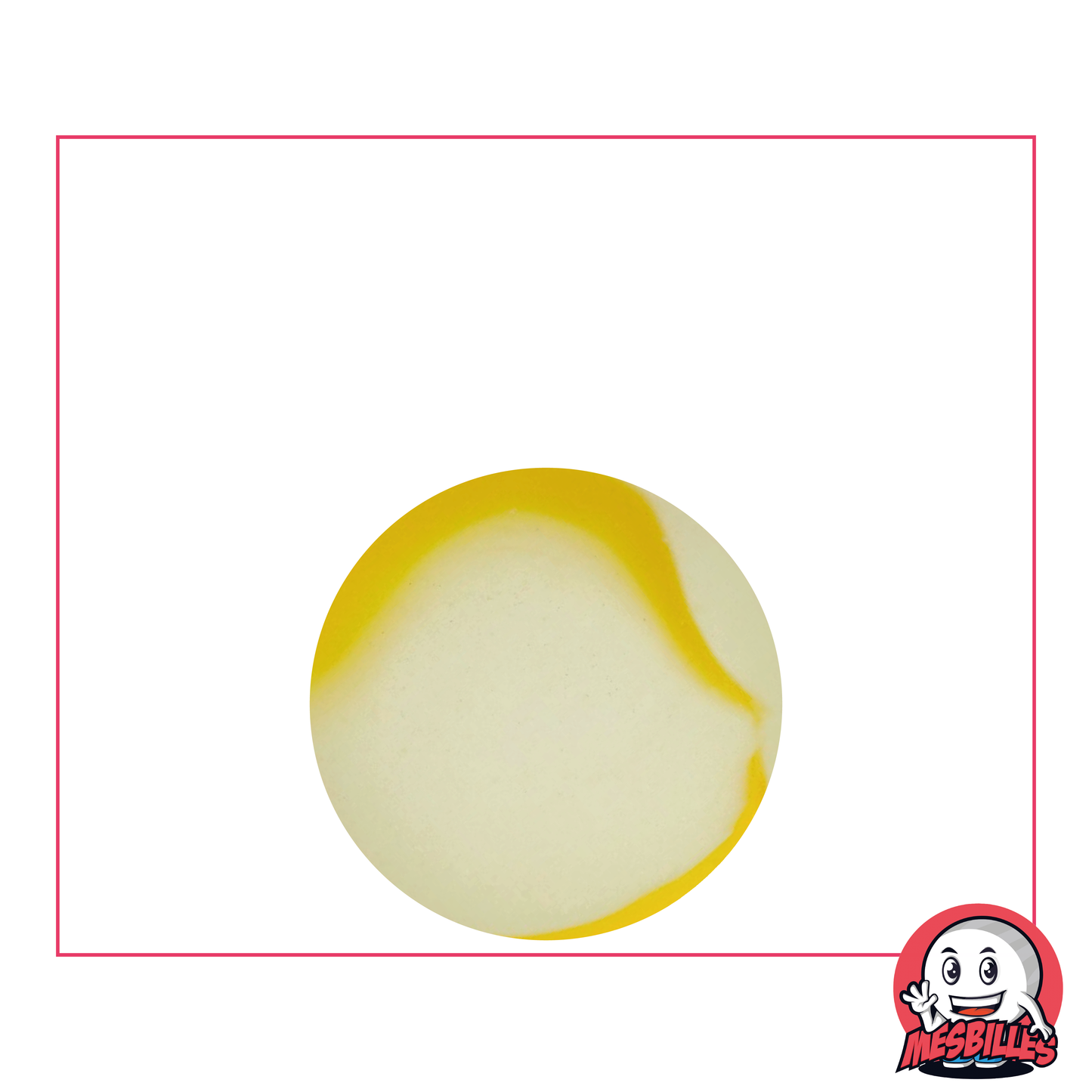 MesBilles - Canica de vidrio Esmerilada, Canica Esmerilada con rayas amarillas 22 mm