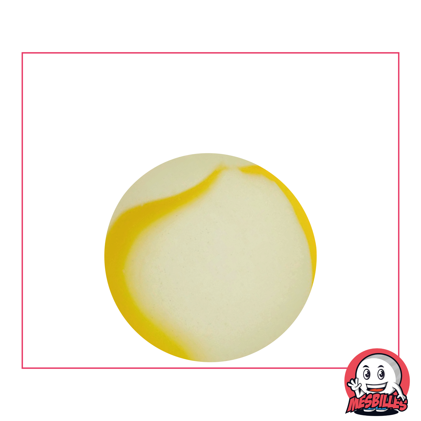 MesBilles - Canica de vidrio Esmerilada, Canica Esmerilada con rayas amarillas 25 mm