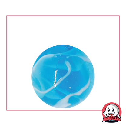 Canica H2O de 25 mm, de cristal translúcido azul atravesado por blanco, atractiva para los amantes de las canicas