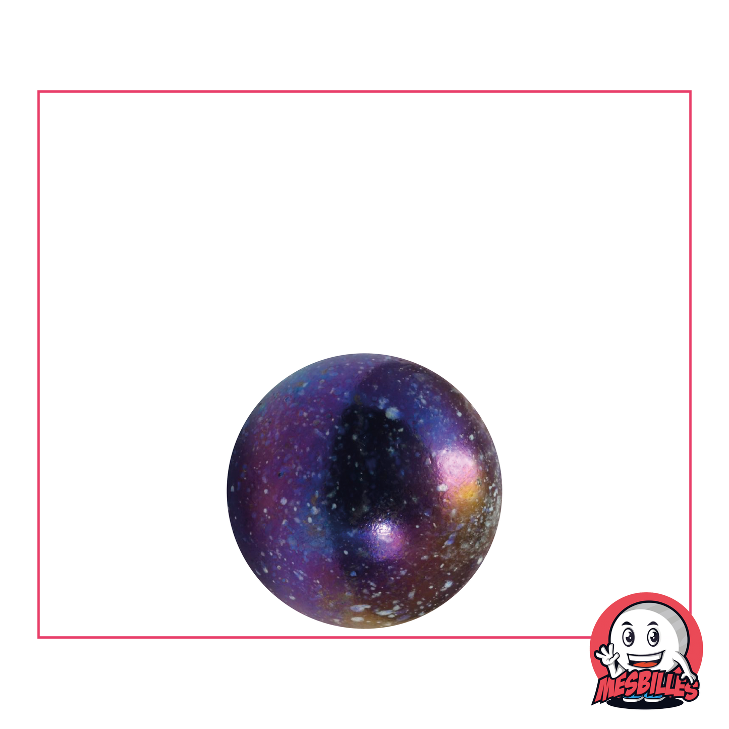 1 Canica Univers de 16 mm de vidrio opaco de color negro brillante y con pequeñas manchas de color en la superficie